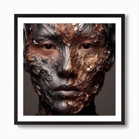 Chinese Woman With Gold Face Paint Art Print