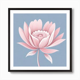 A White And Pink Flower In Minimalist Style Square Composition 297 Art Print