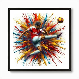 Arsenal Player Kicking A Soccer Ball 1 Art Print