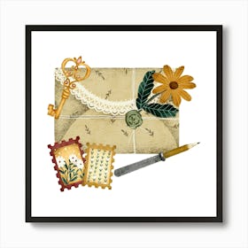 Secret love letter art illustration Art Print