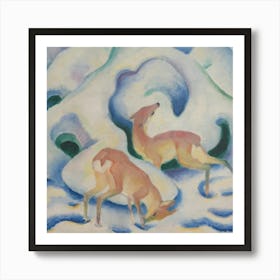 Deer In The Snow Ii, Franz Marc Art Print