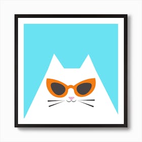 Cat In Sunglasses orange Art Print