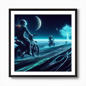 Search For The Tree Of Life (motorcross, sci-fi, astronaut, glow, tree) Art Print