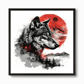 Wolf In The Moonlight Art Print