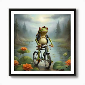 Frog On A Bike Art Print