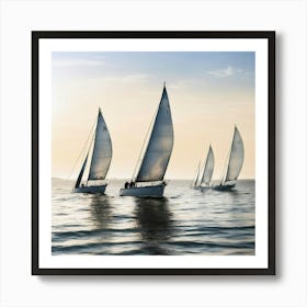 Sailboats In The Ocean Art Print