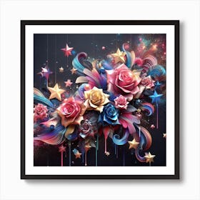 Abstract Roses Art Print