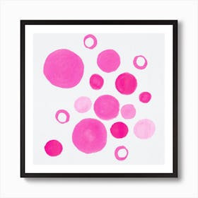 Pink Floral Circles Large Small Art Print