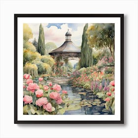 Gazebo In The Garden Art Print