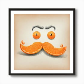 Orange Mustache Art Print