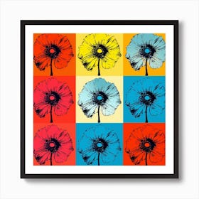 Andy Warhol Style Pop Art Flowers Poppy 2 Square Art Print