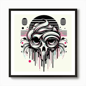 Skull With Dripping Paint Art Print