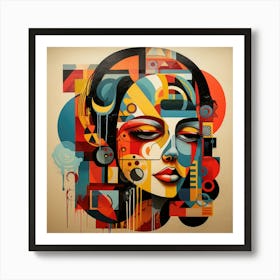 Abstract Shapes Mexican Woman 03 Art Print