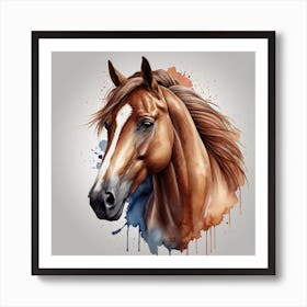 Horse Head Watercolor Painting Art Print