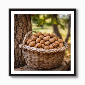 Walnuts In A Basket Art Print