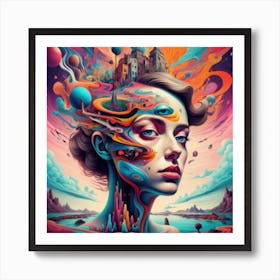 A Surreal And Psychedelic Portrait Art Print