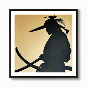 Dadaism Art, Silhouette of a Japanese samurai 2 Art Print