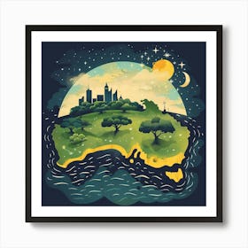 Australia At Night Art Print