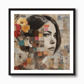 Girl With Flowers Art Print