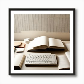 Open Books On Desk Poster