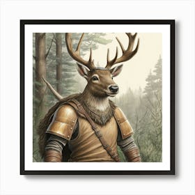 Deer Warrior Art Print