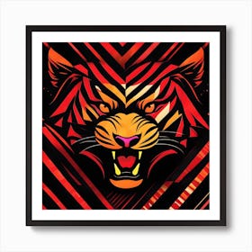 A Silhouette Design Of A Tiger T Shirt Art 3d Vector Art Cute And Quirky Bright Bold Colorful B 676586896 Art Print