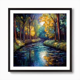 Canvas Cadence: Impressionist Riverside Reflections Art Print