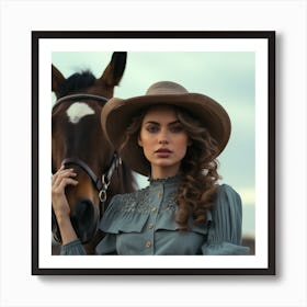 Beautiful Woman With A Horse Art Print