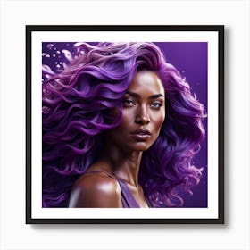 Portrait Of A Woman With Purple Hair Art Print