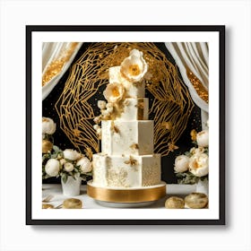 Gold Wedding Cake Art Print