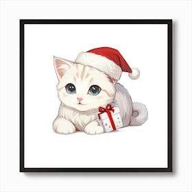 Santa Kitten Art Print