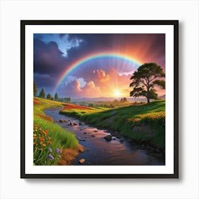 Rainbow Over A Stream Art Print