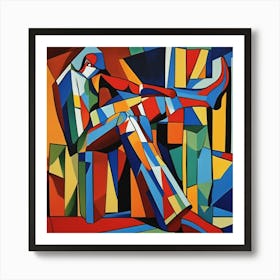 Leg Up Cubism Style Art Print