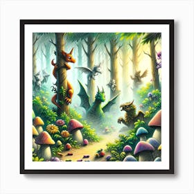 Super Kids Creativity: Mythical creatures playing hide and seek Art Print