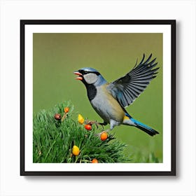 Bird Natural Wild Wildlife Tit Sparrows Sparrow Blue Red Yellow Orange Brown Wing Wings (43) Art Print
