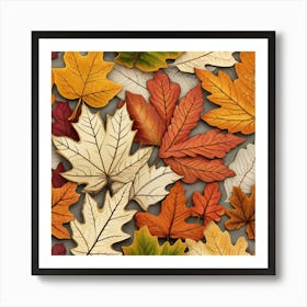 Autumn Leaves Seamless Pattern 8 Art Print