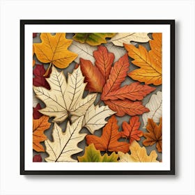 Autumn Leaves Seamless Pattern 8 Poster