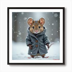 Mouse In The Snow Art Print