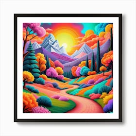 Psychedelic Landscape Painting Art Print