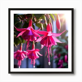 Fuchsia The Exotic Looking Flowers Of This Annual Are Stunning Draping Over The Edges Of Hanging Baskets Art Print