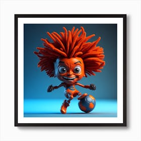 Soccer Player With Dreadlocks - Soccer Player Stock Videos & Royalty-Free Footage Art Print