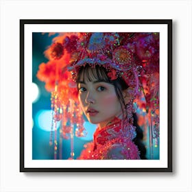 Chinese Woman In Pink Art Print