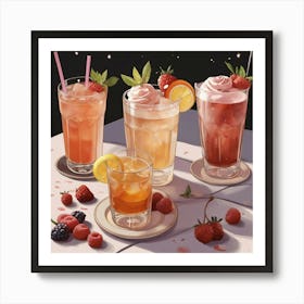 Default Drinks Combined With Food And Desserts Aesthetic 1 Art Print