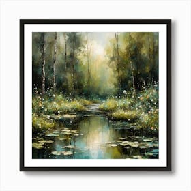 Pond Deep In The Forest Art Print