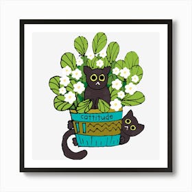 Black cats and planter Póster