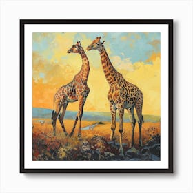 Giraffe In A Rocky Landscape Warm Acrylic 1 Art Print