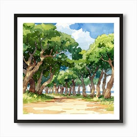 Japanese Seaside Trees Art Print