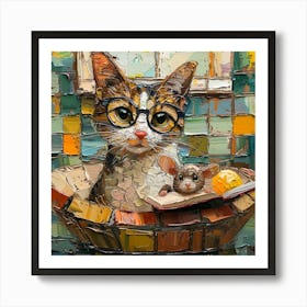 Cat In A Basket Art Print