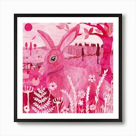 Pink Hare Art Print