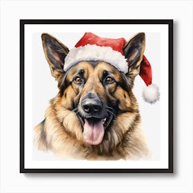 German Shepherd Santa Hat 2 Art Print